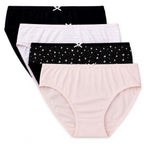 Pack of 4: Exquisite Elegance High Leg Brief (Size 10) - Pink & Black, 95% Cotton & 5% Elastane_8520377