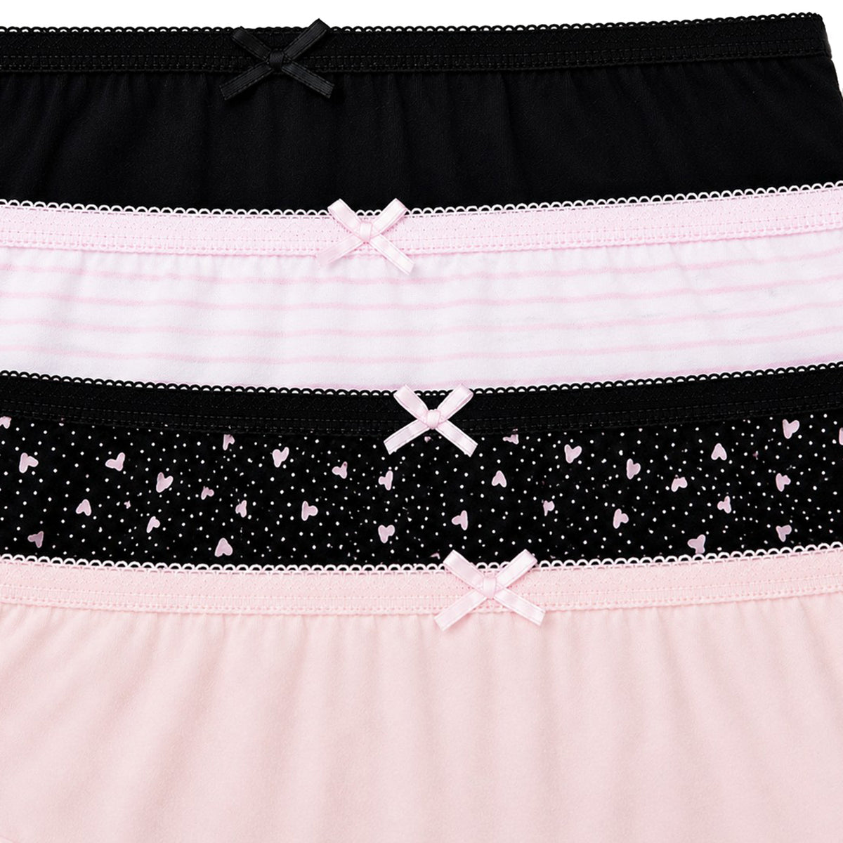 Pack of 4: Exquisite Elegance High Leg Brief (Size 10) - Pink &amp; Black, 95% Cotton &amp; 5% Elastane 8520377 1