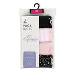Pack of 4: Exquisite Elegance High Leg Brief (Size 10) - Pink & Black, 95% Cotton & 5% Elastane_8520377_3