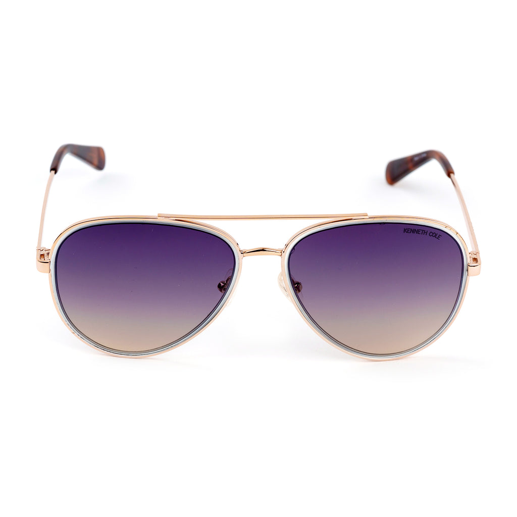 Kenneth Cole - Gold Aviator Sunglasses - Gradient Blue Lenses_8520380