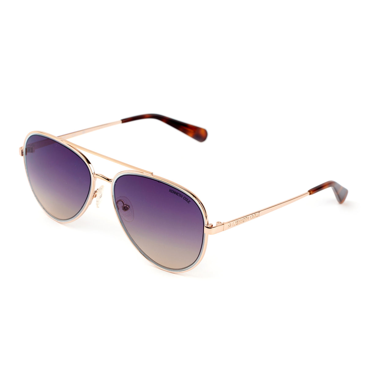 Kenneth Cole - Gold Aviator Sunglasses - Gradient Blue Lenses 8520380 1