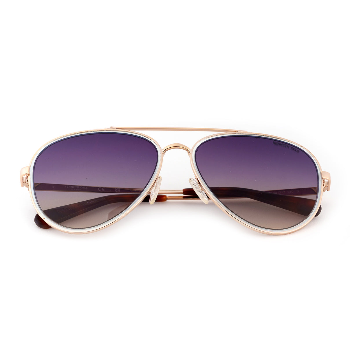 Kenneth Cole - Gold Aviator Sunglasses - Gradient Blue Lenses 8520380 2