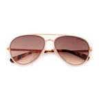 Shiny Rose Gold Sunglasses - Gradient Brown Lenses
