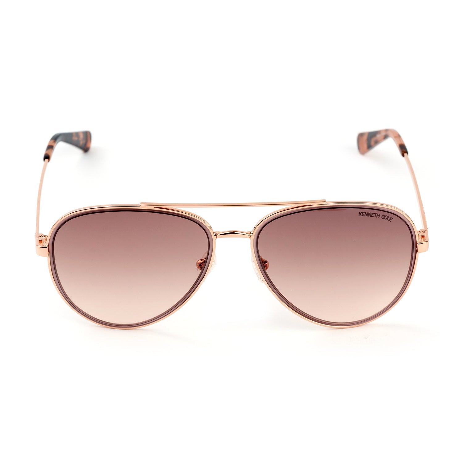 Shiny Rose Gold Sunglasses - Gradient Brown Lenses V32350107 0