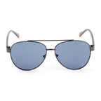 Kenneth Cole Reaction- Shiny Gunmetal Sunglasses with Solid Blue Lenses_8520484