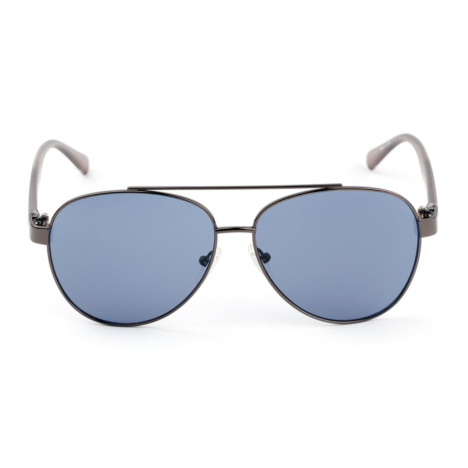 Kenneth Cole Reaction- Shiny Gunmetal Sunglasses with Solid Blue Lenses V32514344 0
