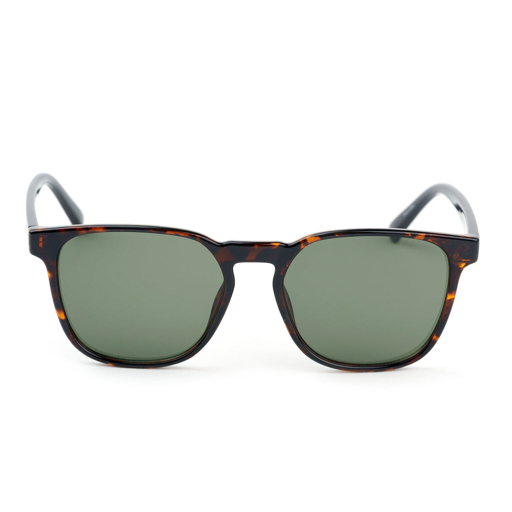 Kenneth Cole Reaction- Dark Havana Square Sunglasses with Solid Green Lenses