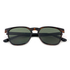 Kenneth Cole Reaction- Dark Havana Square Sunglasses with Solid Green Lenses