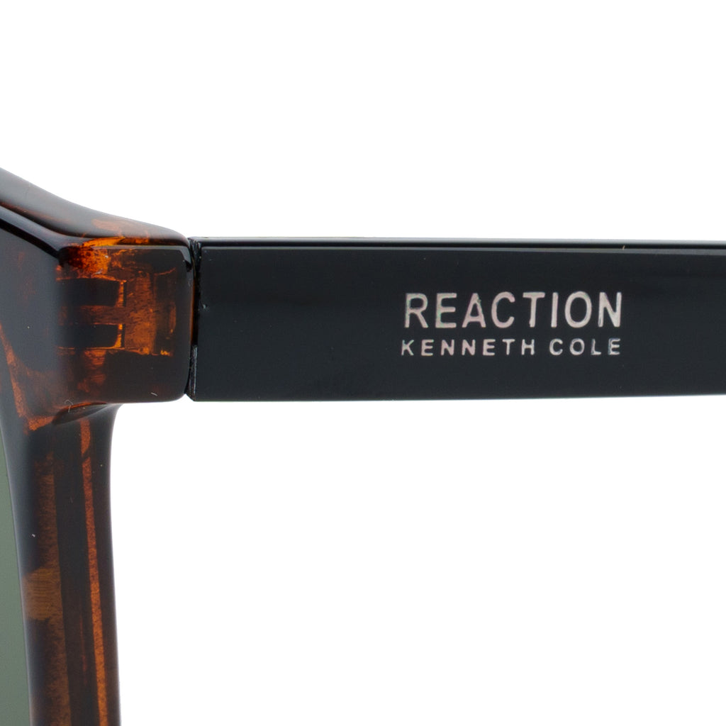 Kenneth Cole Reaction- Dark Havana Square Sunglasses with Solid Green Lenses_8520488_3