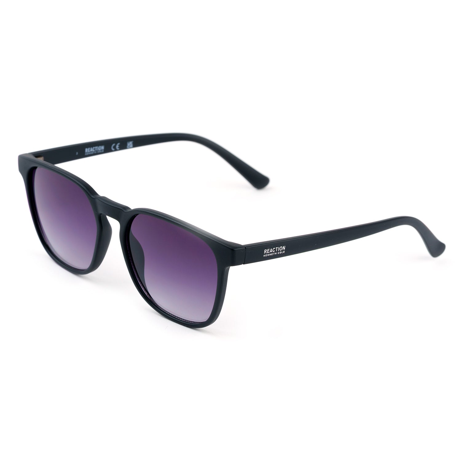 Kenneth Cole Reaction-Matte Black Modern Sunglasses with Gradient Smoke Lenses V32361946 1