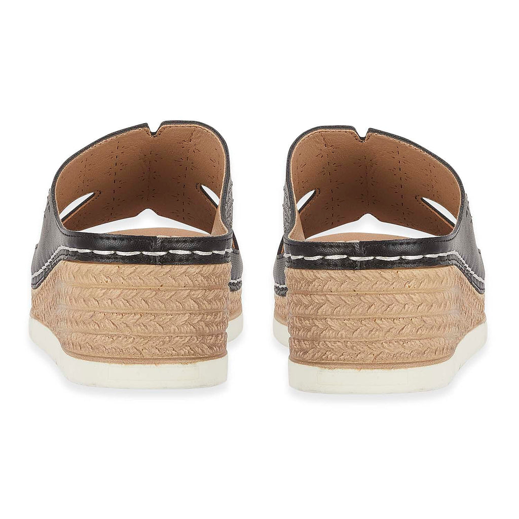 Emma Diamante Trim Ladies Wedge Sandals (Size 6) - Black_8520640_2