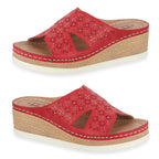 Emma Diamante Trim Ladies Wedge Sandals (Size 6) - Red_8520645