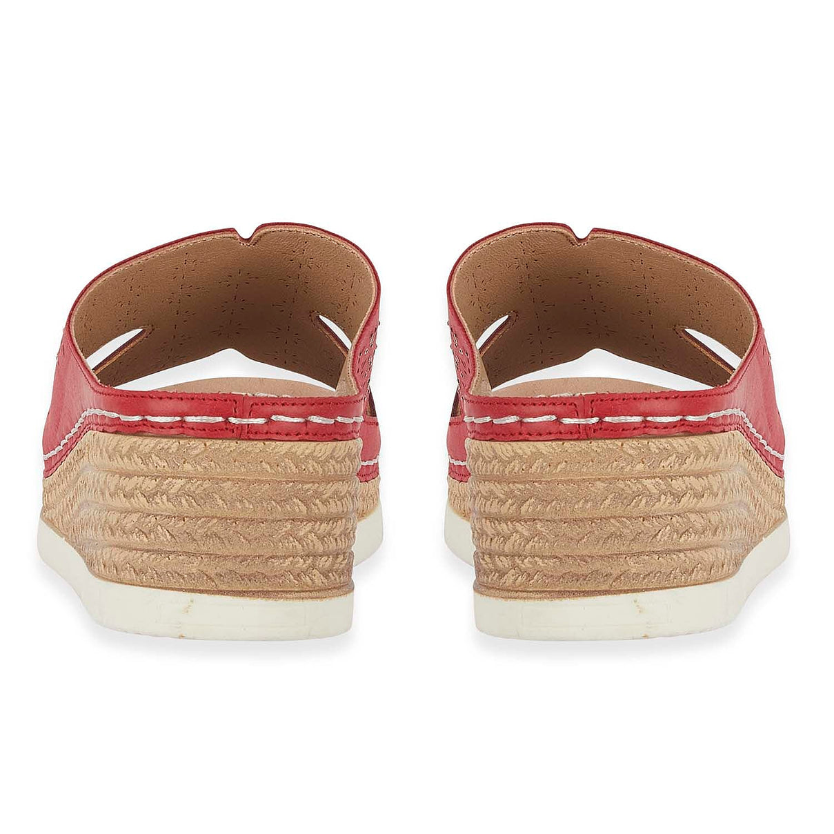 Emma Diamante Trim Ladies Wedge Sandals (Size 6) - Red V32519702 2