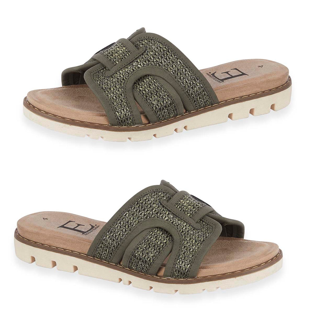 Emma Ladies Raphael Elegant Open-Toe Casual Beach Mules (Size 4) - Khaki_8520683