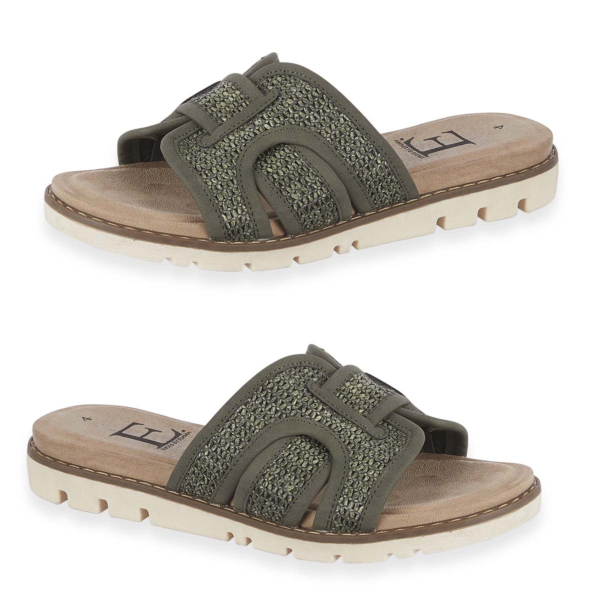 Emma Ladies Raphael Elegant Open-Toe Casual Beach Mules (Size 5) - Khaki 8520684 0