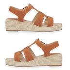 Emma Bonnie Espadrille Strappy T-Bar Wedge Heel Sandals With Adjustable Ankle Strap (Size 7) - Tan_8520736_1