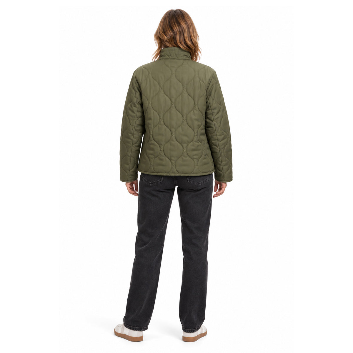 Emreco Quilted Funnel Neck Jacket (Size 12) - Khaki 8520776 1