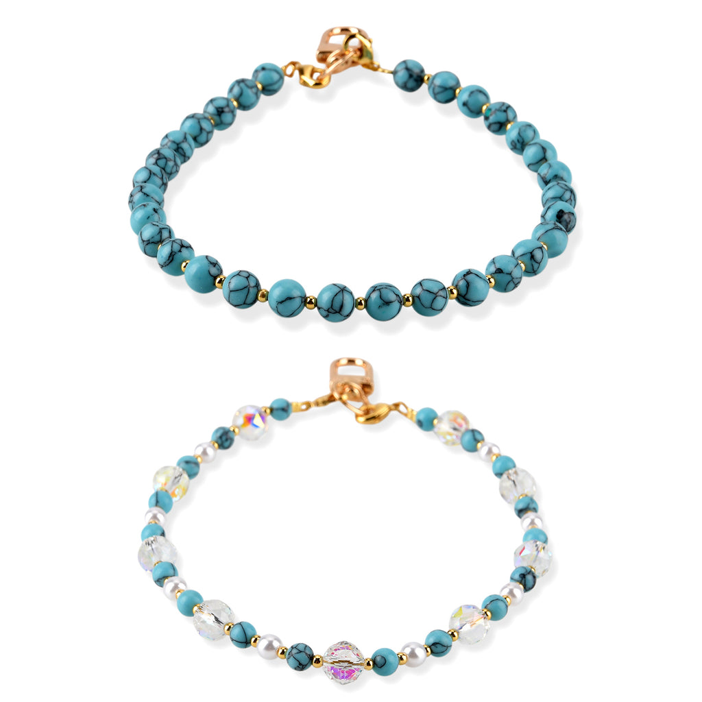 Set of 2 Stone & Pearl Beaded Cellphone Chains (18cm) - Created  Howlite_8521098