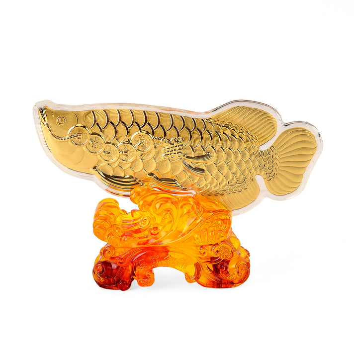 24K Yellow Gold Fish Ornament with Pedestal. 8521125 1