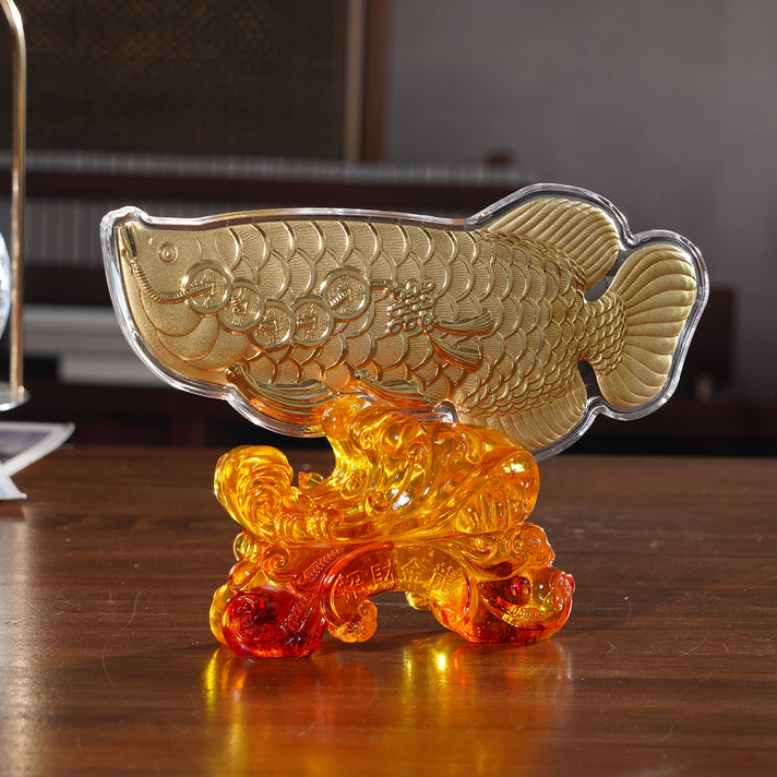 24K Yellow Gold Fish Ornament with Pedestal. 8521125 2