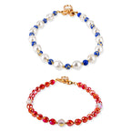 Set of 2 Stone & Pearl Beaded Cellphone Chains (18cm) - Created Lapis_8521139