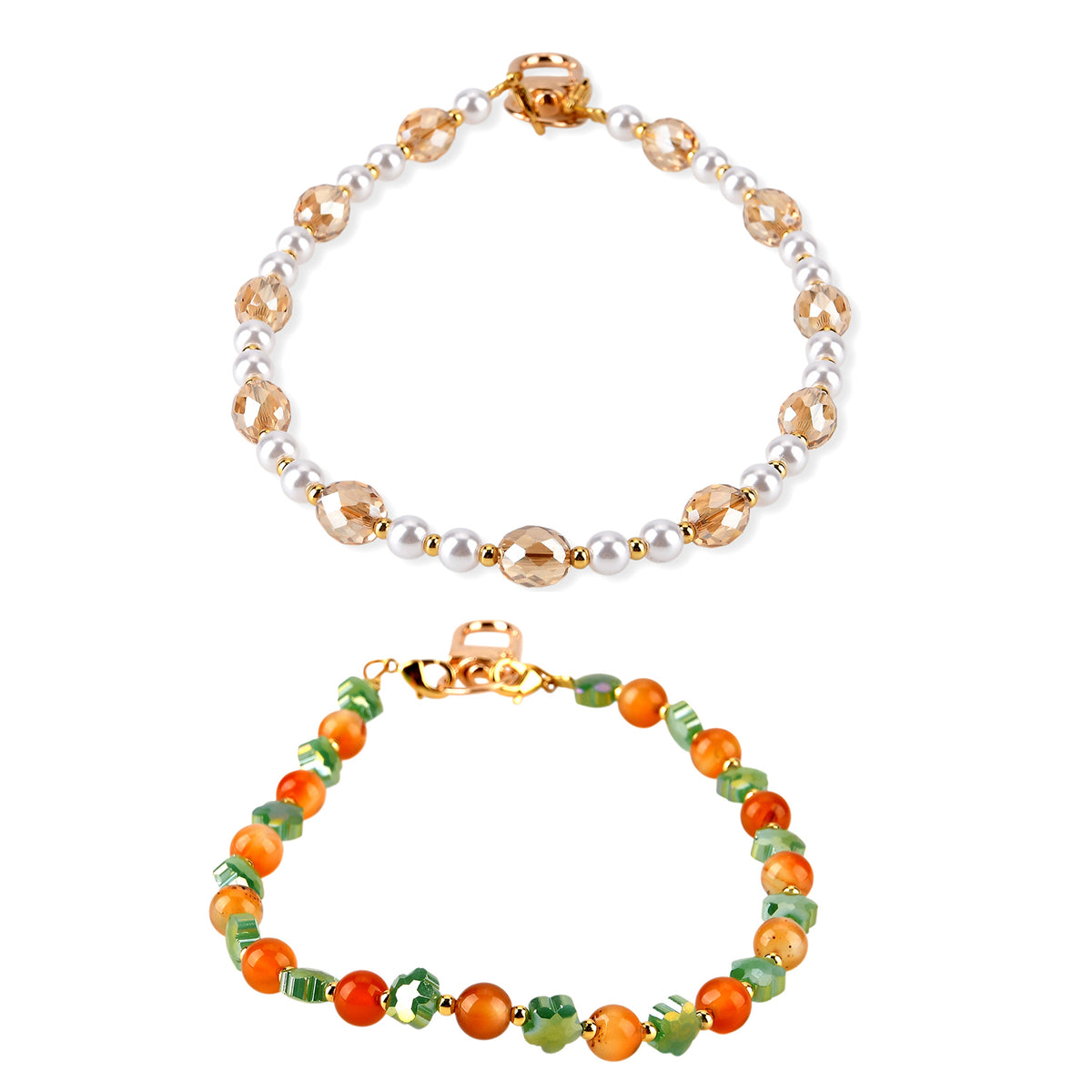 Set of 2 Stone &amp; Pearl Beaded Cellphone Chains (Size - One Size) - Created Jasper V32530242 0