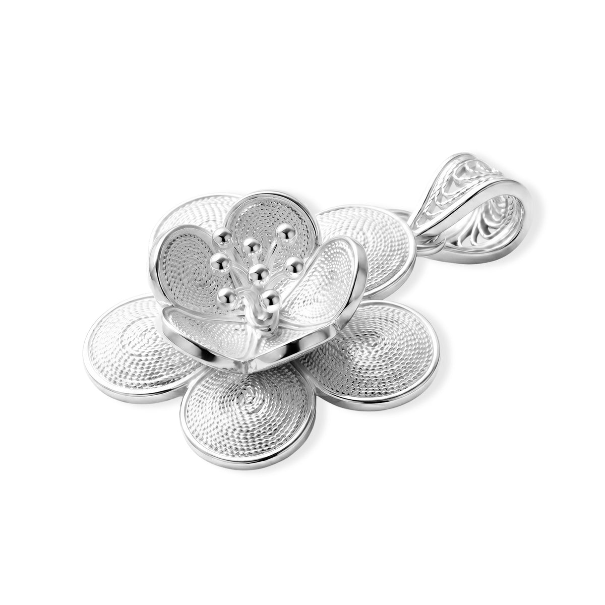 Royal Bali Collection - Sterling Silver Floral Pendant V32520974 4