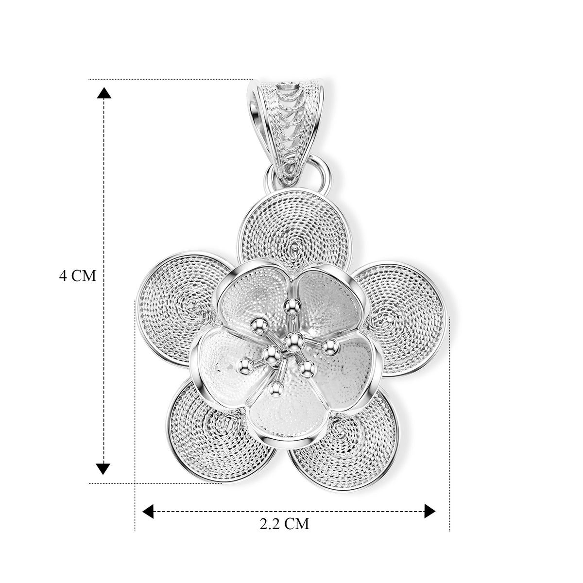 Royal Bali Collection - Sterling Silver Floral Pendant V32520974 6
