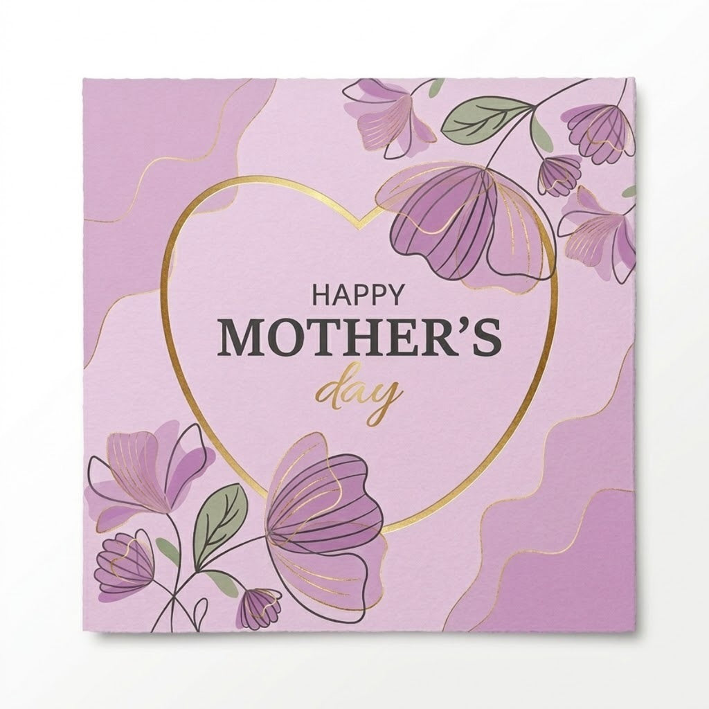 Mother's Day Square Card (Size - One Size) - Lavender & Pastel Pink_8521576