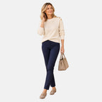 Emreco Ladies Jean Style Stretch Ponte Trousers with 29 Inch Inside Leg (Size 14) - Navy_8521672