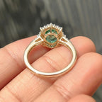 AAA Premium Zambian Emerald & Natural White Diamond 9K Yellow Gold Halo Ring 1.50 Ct_8522661_4