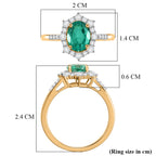 AAA Premium Zambian Emerald & Natural White Diamond 9K Yellow Gold Halo Ring 1.50 Ct_8522664_5