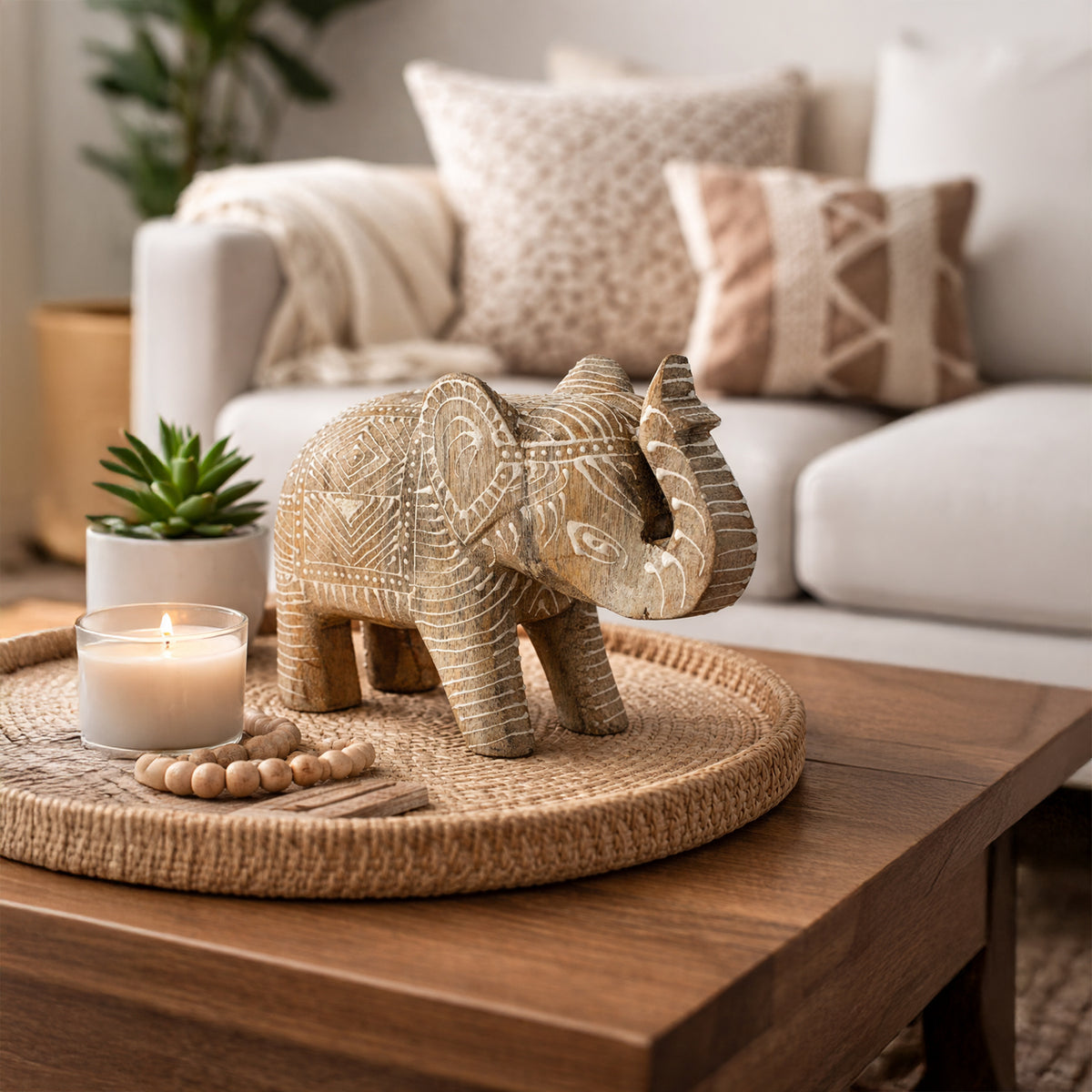 Exclusive Handcrafted Mango Wood Elephant Figurine (20 X 7 X 14Cm) V32522630 2