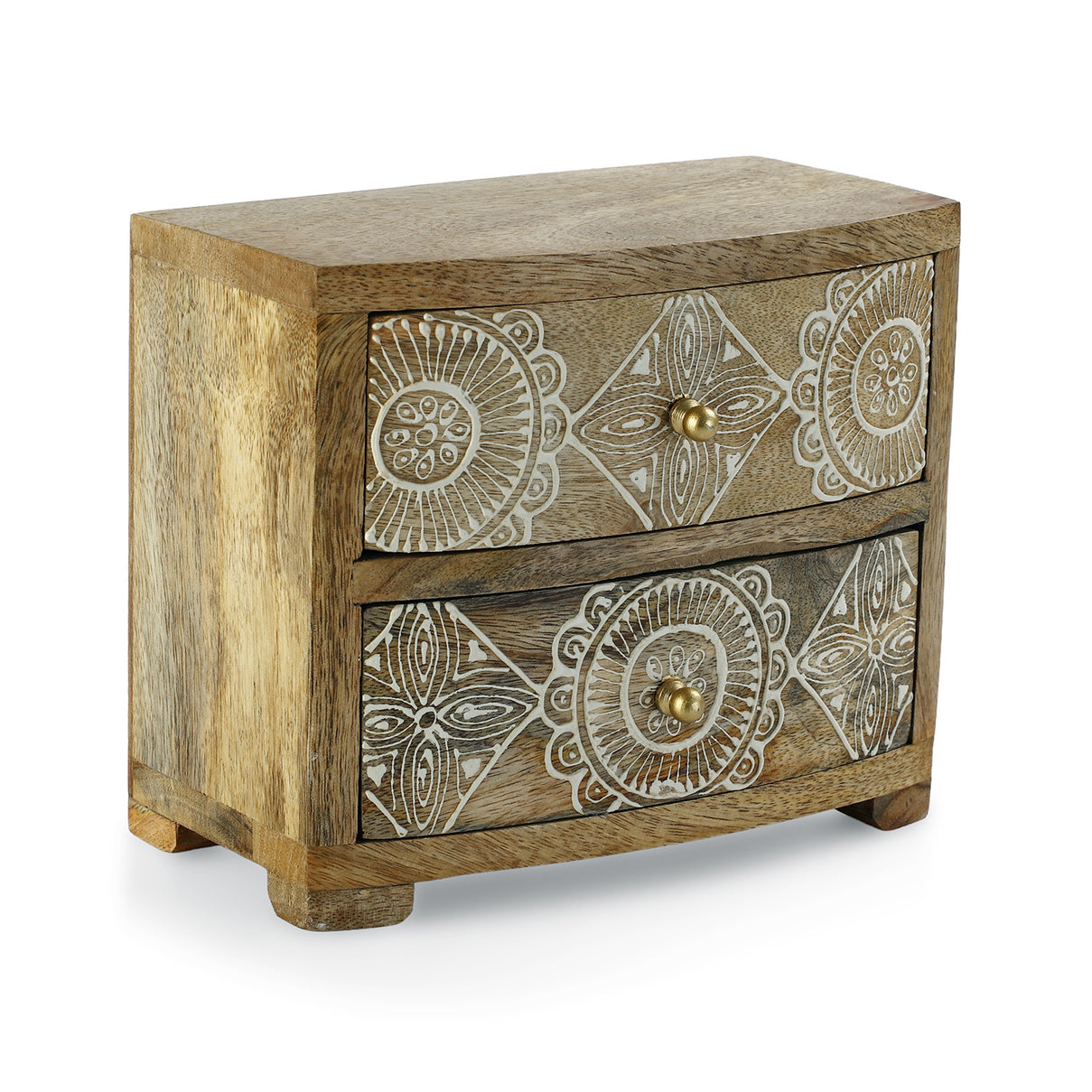 Exclusive Handcrafted Rich Mango Wood Two Drawer Chest (9.5 x 21 x 18cm) 8522953 0