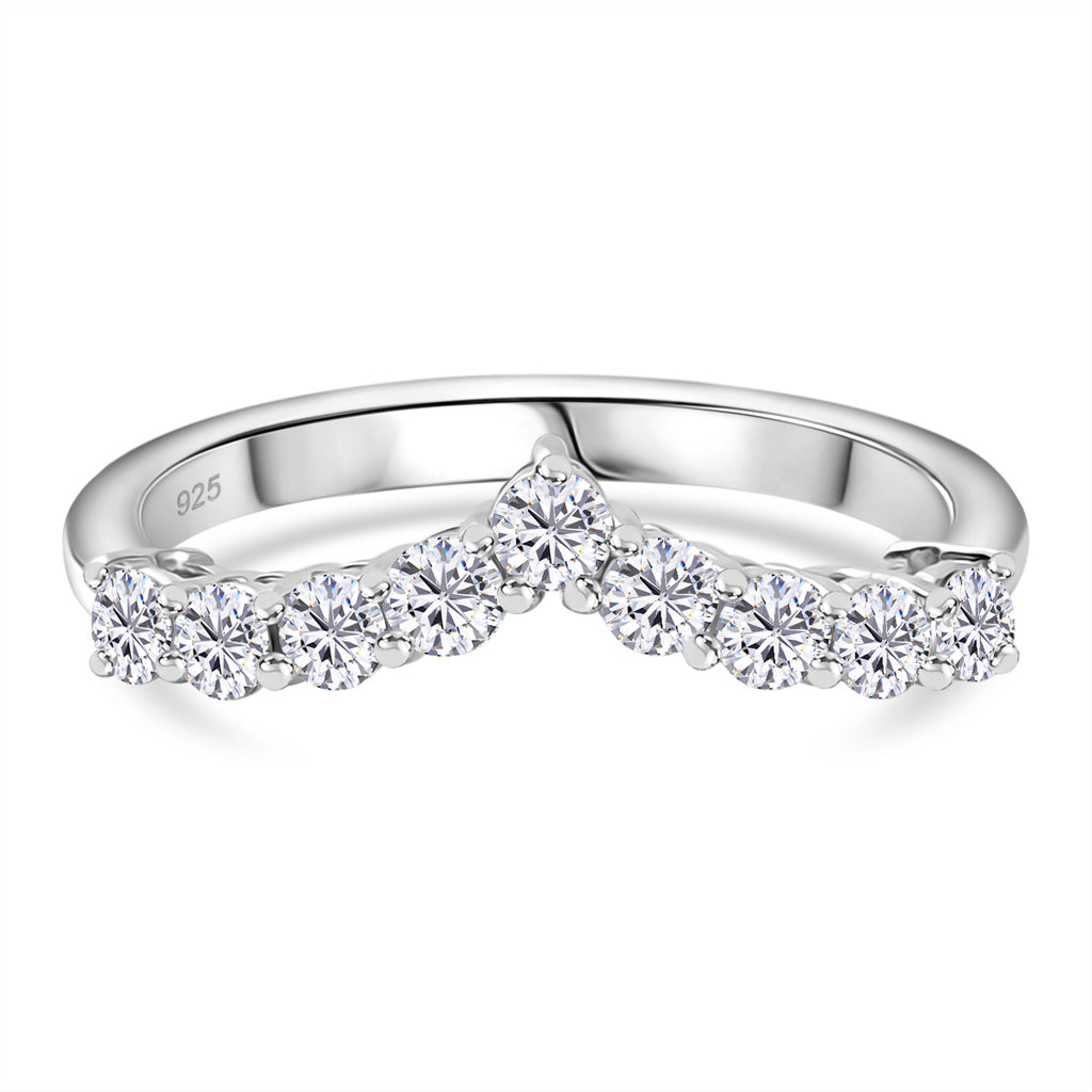 Moissanite Wishbone Ring in Platinum Overlay Sterling Silver_8522954