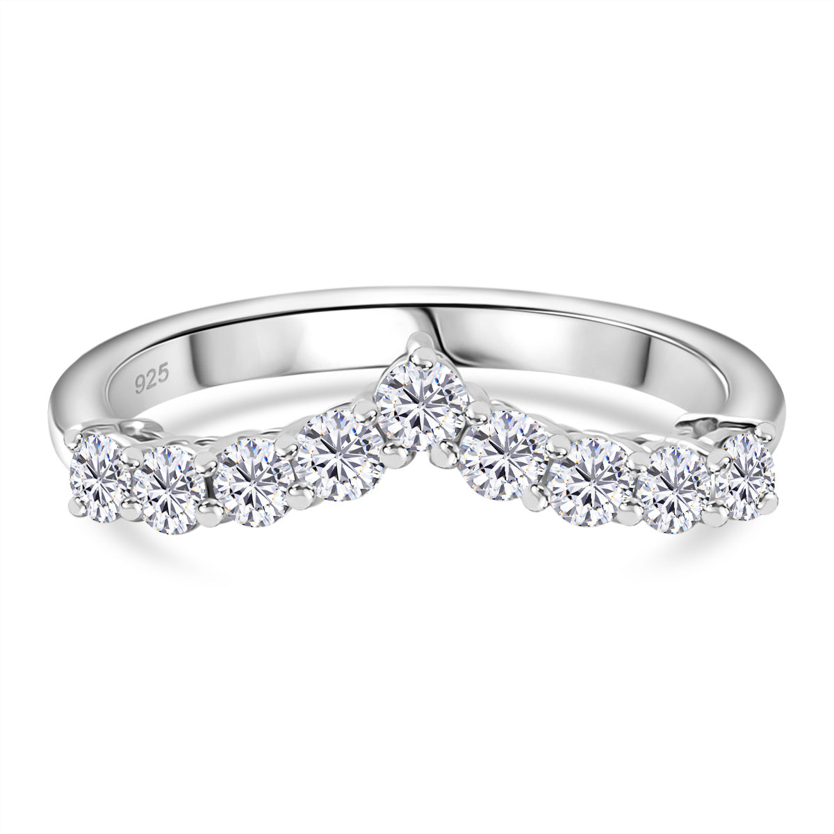 Royal Bali Collection - Moissanite Wishbone Ring in Platinum Overlay Sterling Silver V32667489 0