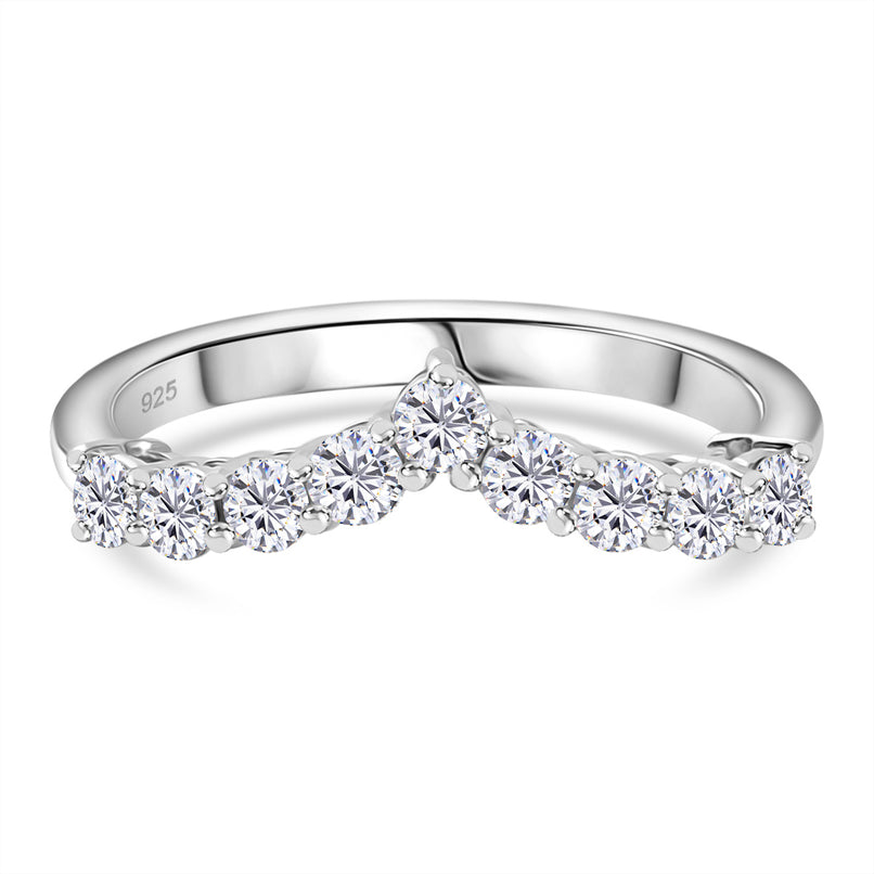 Moissanite Wishbone Ring in Platinum Overlay Sterling Silver_8522954