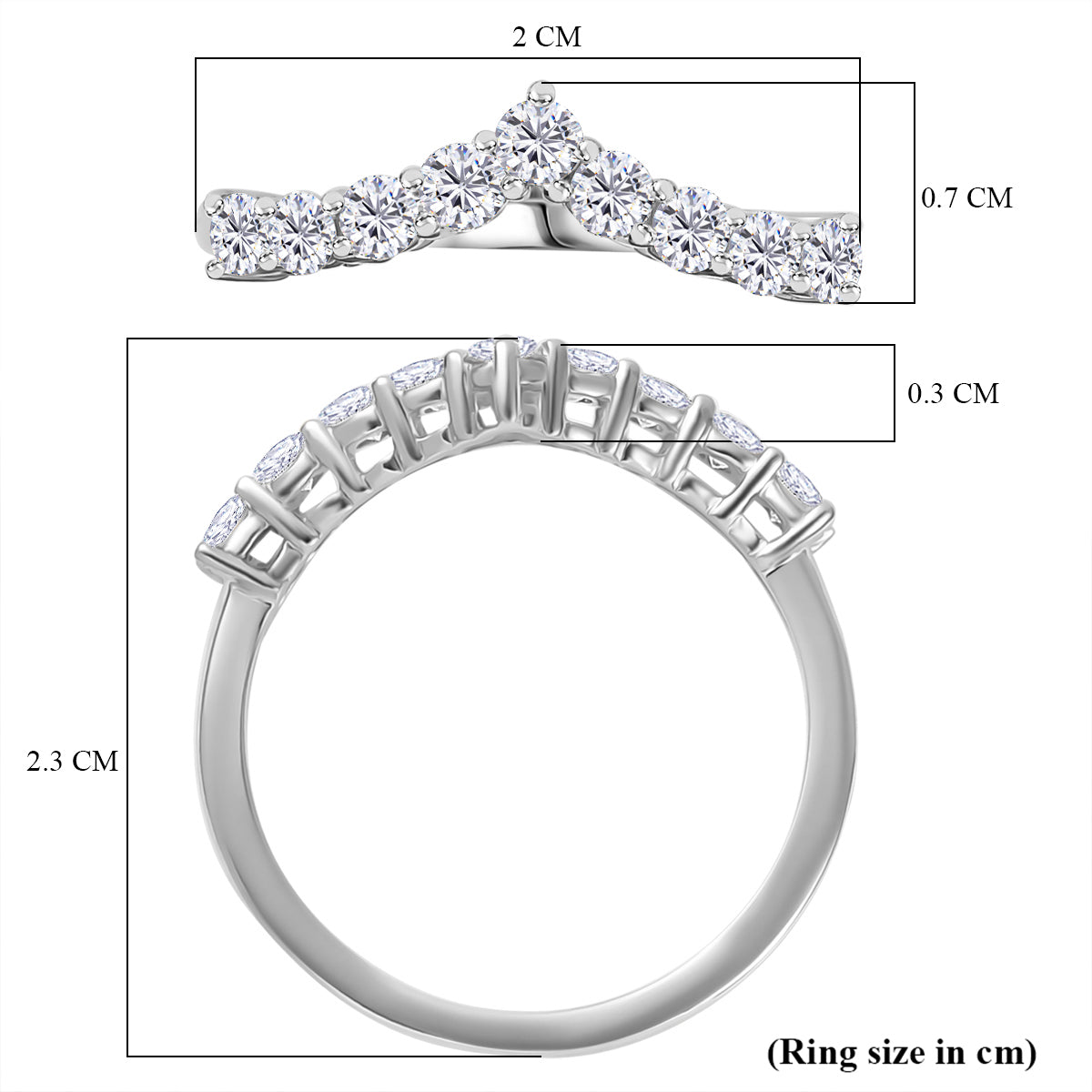 Royal Bali Collection - Moissanite Wishbone Ring in Platinum Overlay Sterling Silver V32667489 6