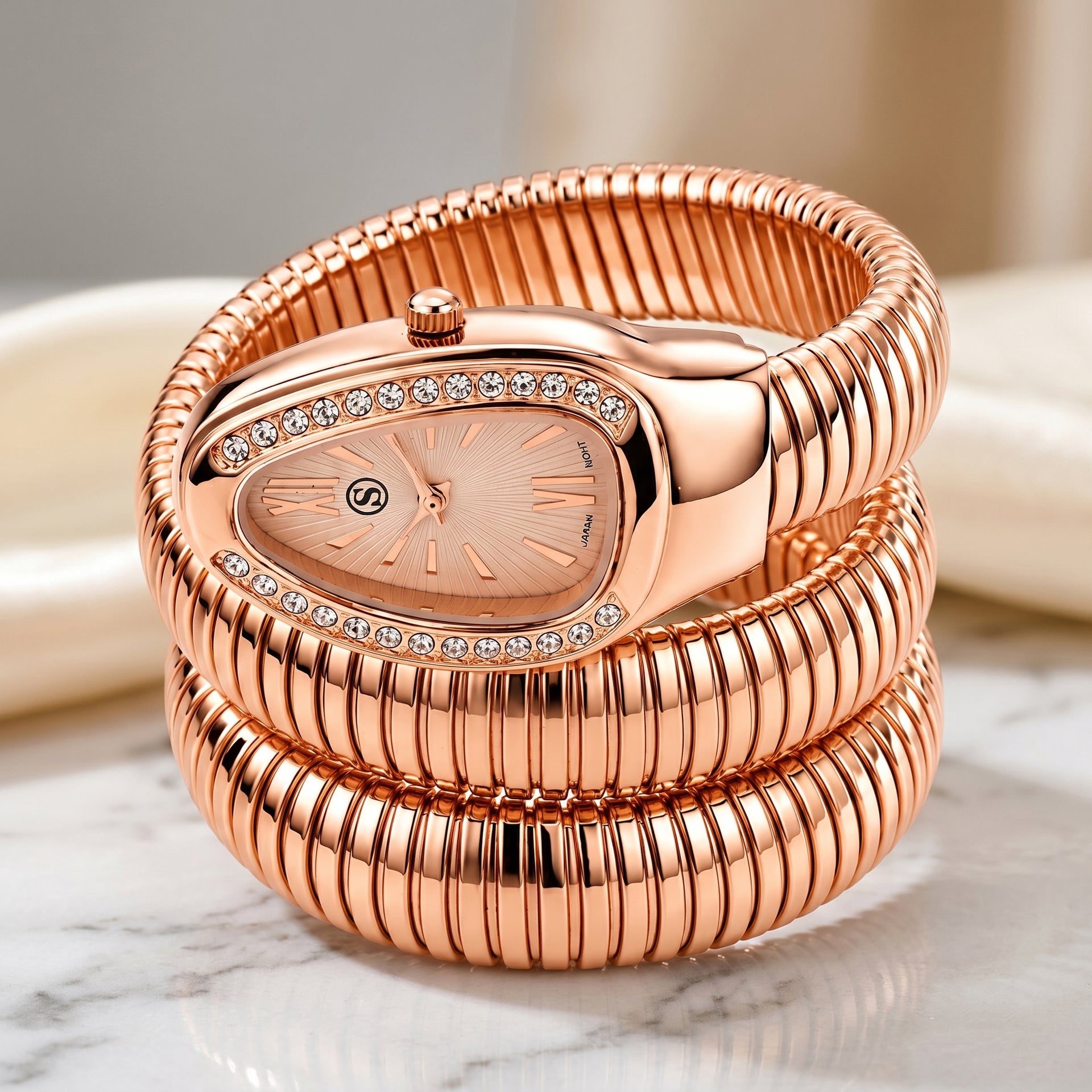 JCK Vegas Deal- STRADA Limited Edition Japanese Movement Water Resistant Serpent Watch - Rose V32515312 3