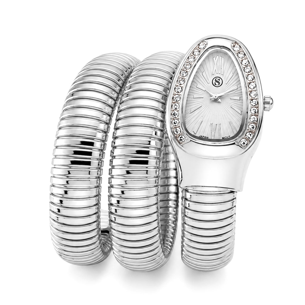 JCK Vegas Deal- STRADA Limited Edition Japanese Movement Water Resistant Serpent Watch - Silver_8523004