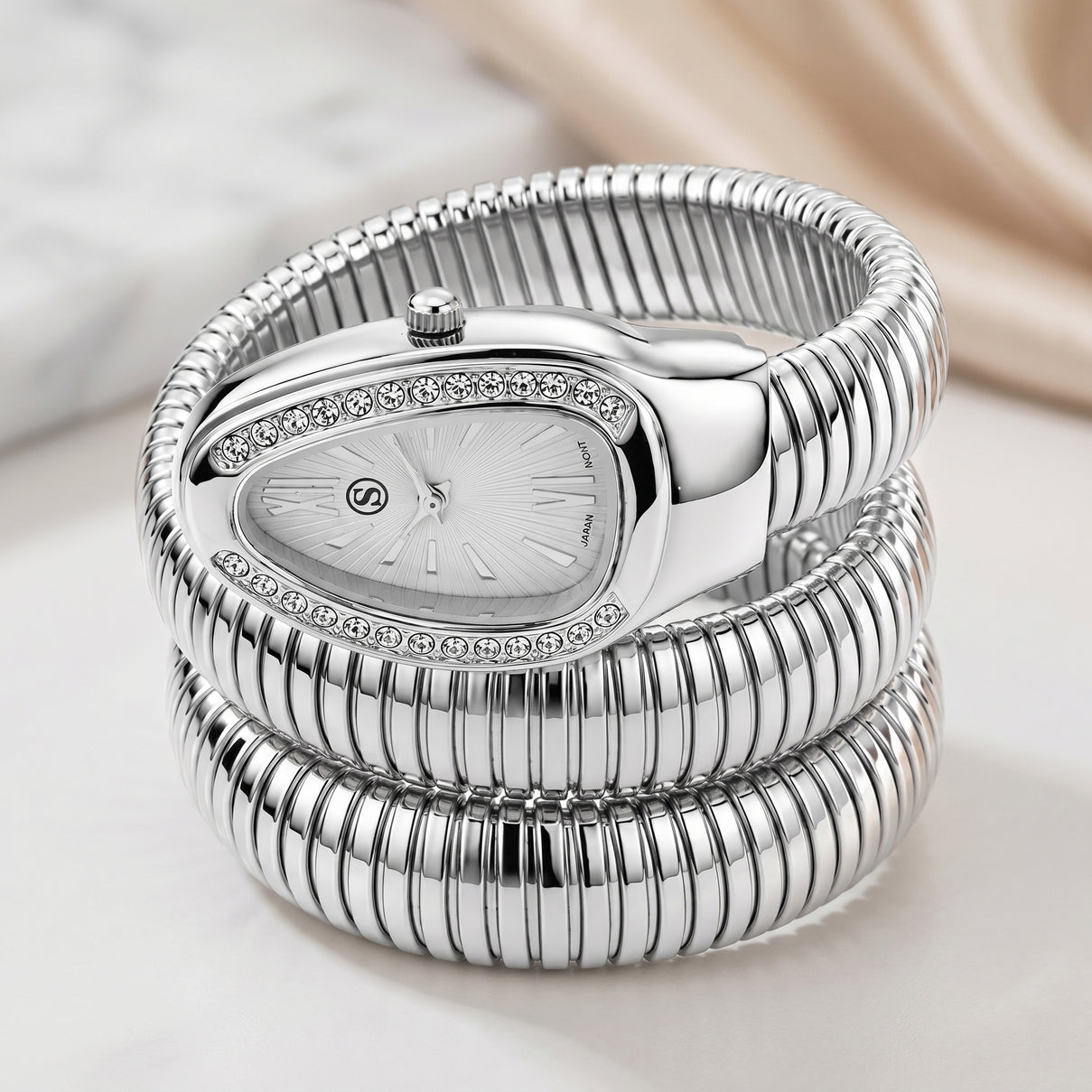 JCK Vegas Deal- STRADA Limited Edition Japanese Movement Water Resistant Serpent Watch - Silver V32531078 3