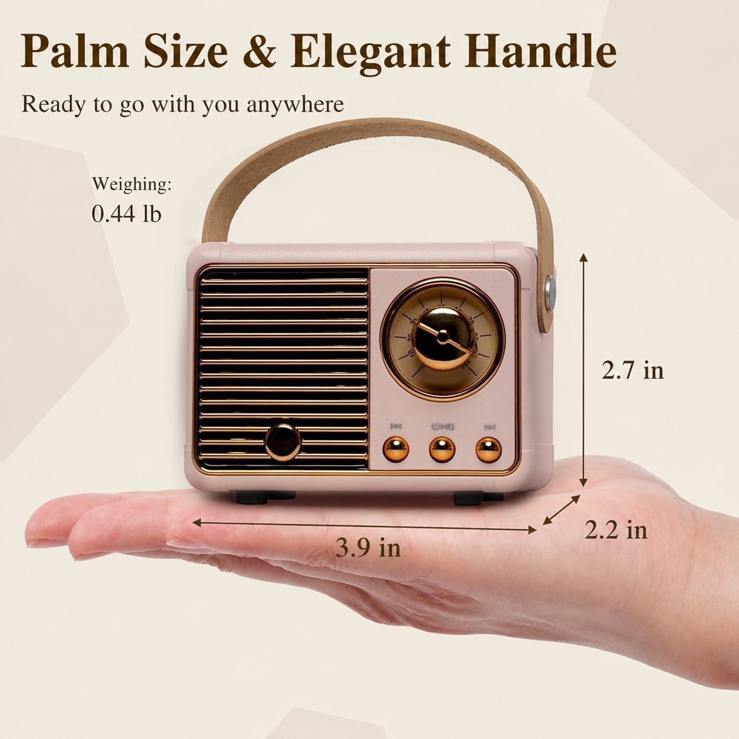 Denver BTP-203RO Mini Portable Retro Style Wireless Bluetooth Speaker (3W Power) - Pink V32352525 3