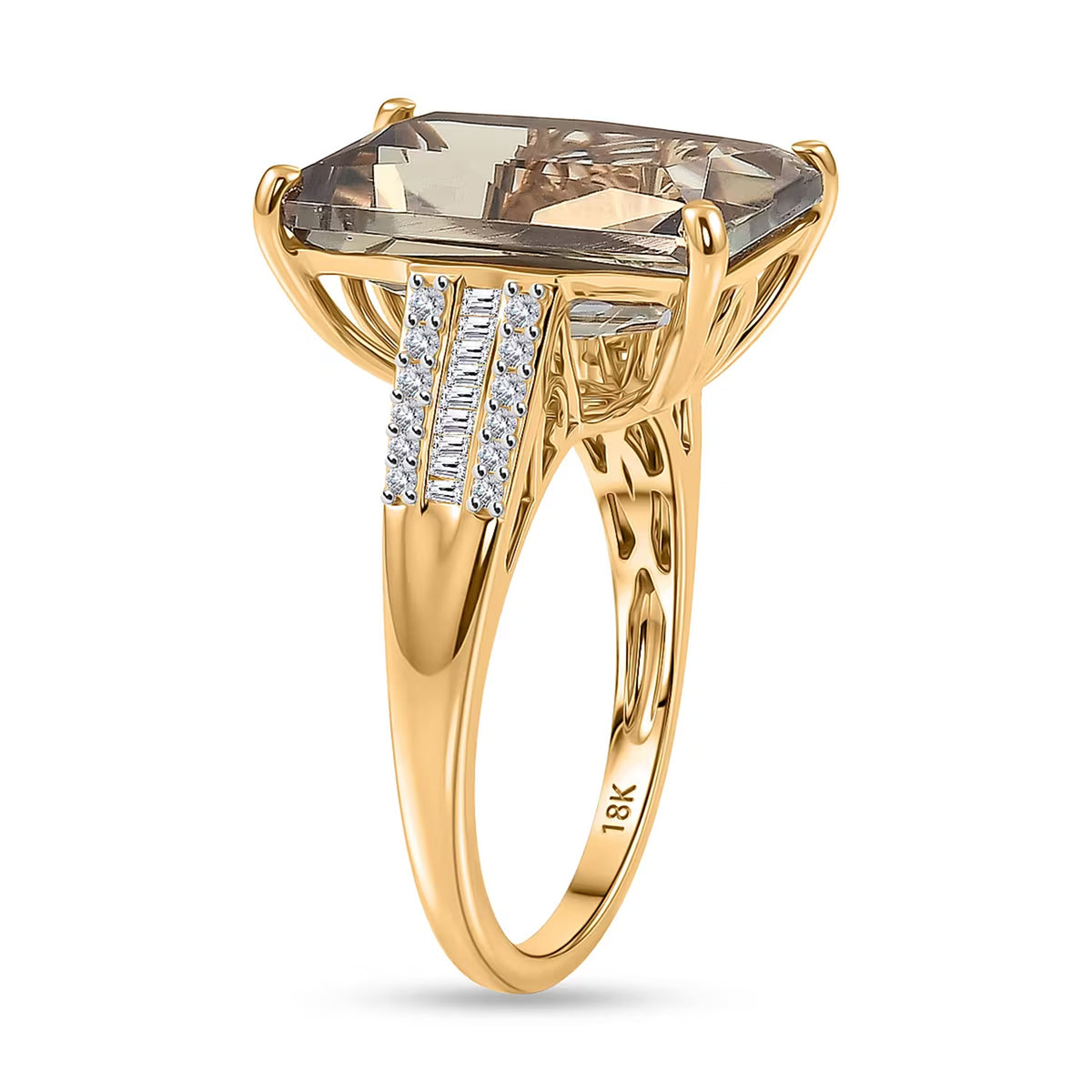 The Heirloom Collection RHAPSODY 10 Ct. AAAA Natural Turkizite, Natural Diamond Ring in 18K Yellow Gold (VS-E-F) 8523086 4