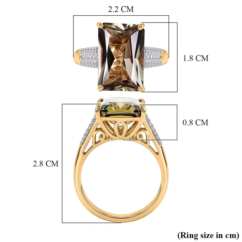 The Heirloom Collection - Rhapsody 18K Yellow Gold AAAA Natural Turkizite (Radiant) & VS-E/F Natural Diamond Ring 10.01 Ct, Gold Wt. 5.10 Gms_8523086_6
