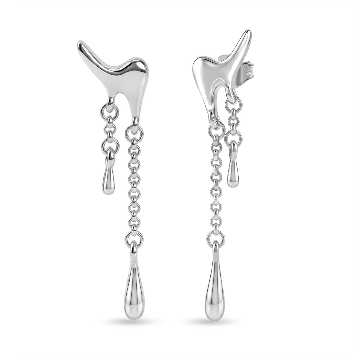 LUCY Q - Rhodium Overlay Sterling Silver Drop Earrings with Push Back 8523108 0