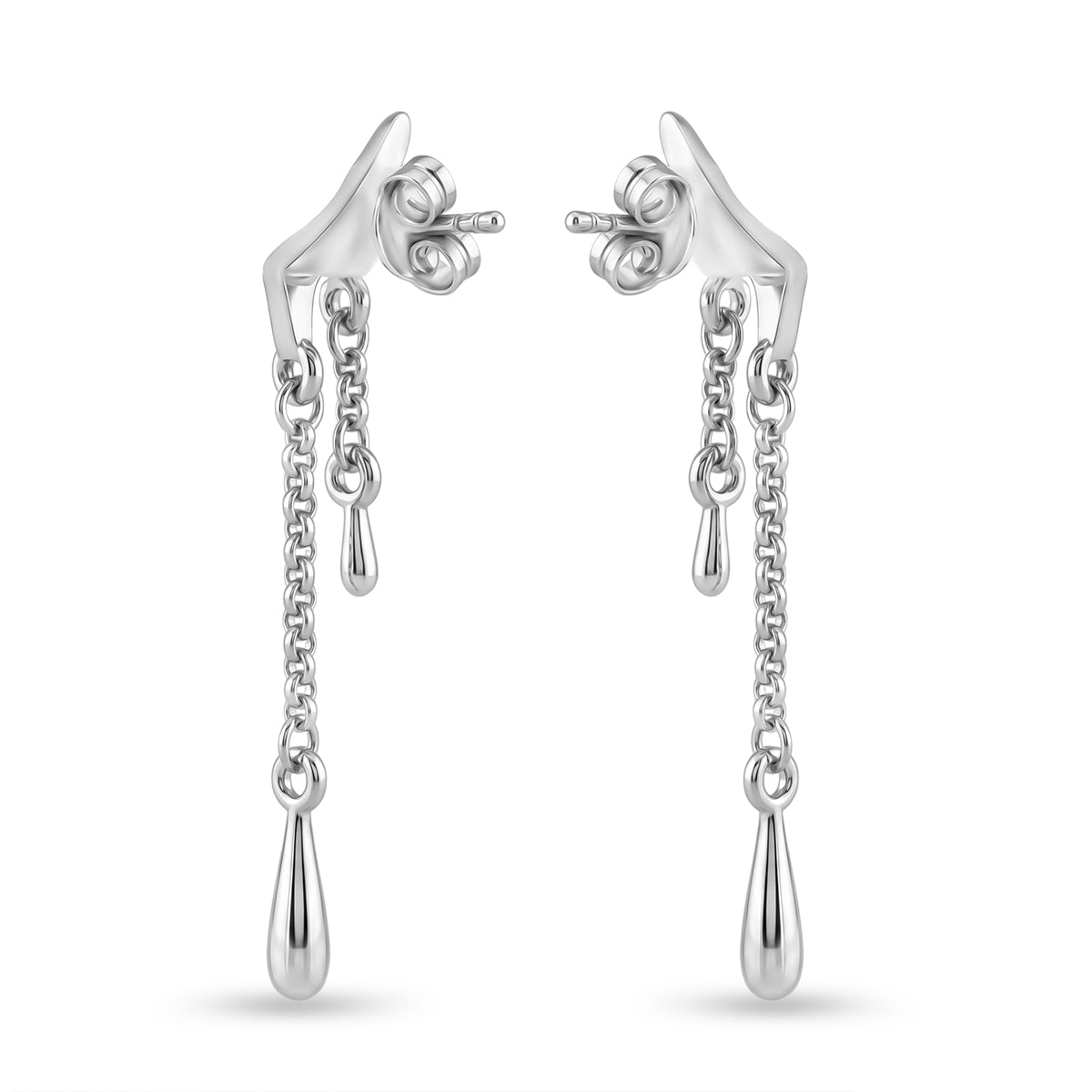 LUCY Q - Rhodium Overlay Sterling Silver Drop Earrings with Push Back 8523108 5