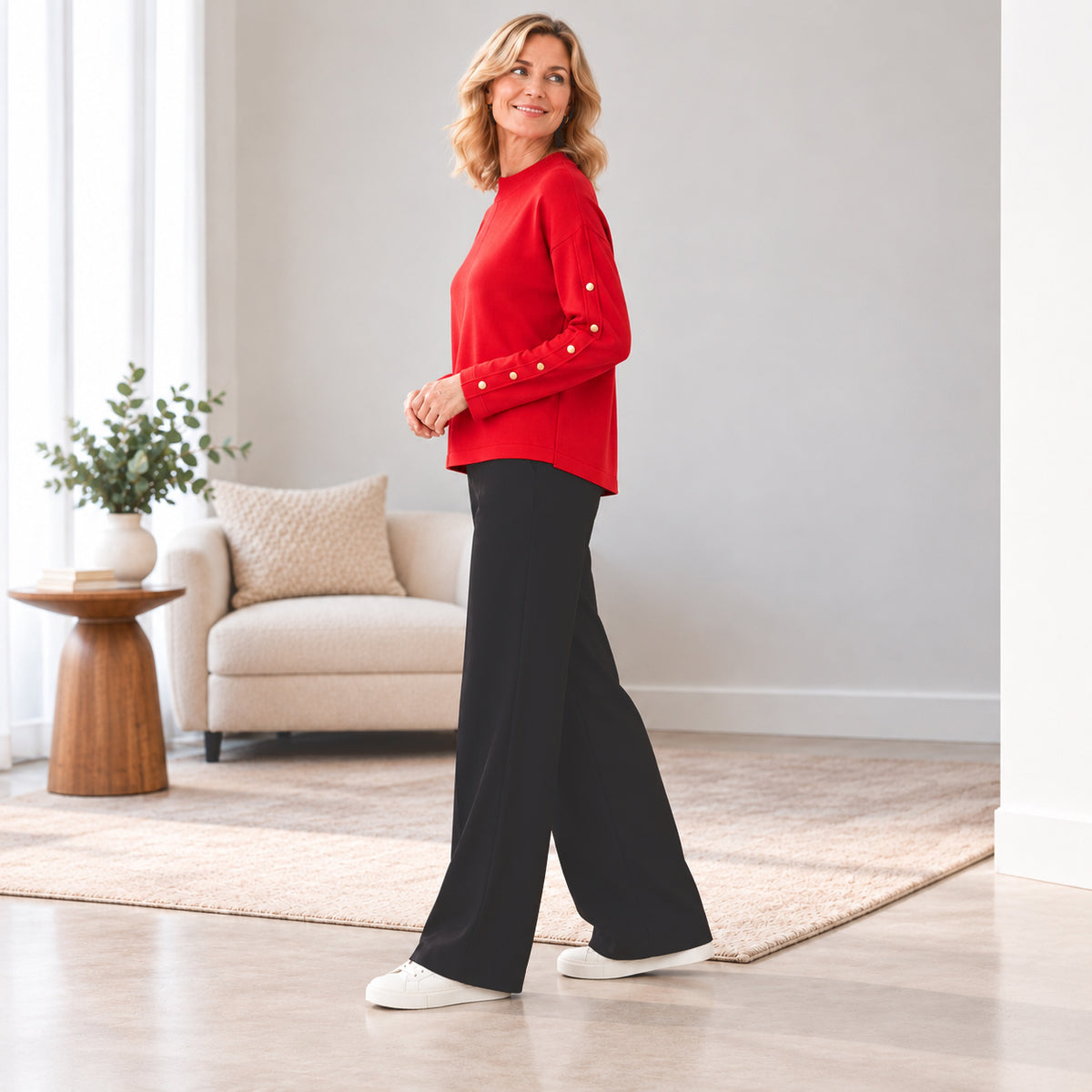 Emreco Plain Button Sleeve Jumper (Size XL, 20-22) - Red 8523178 1