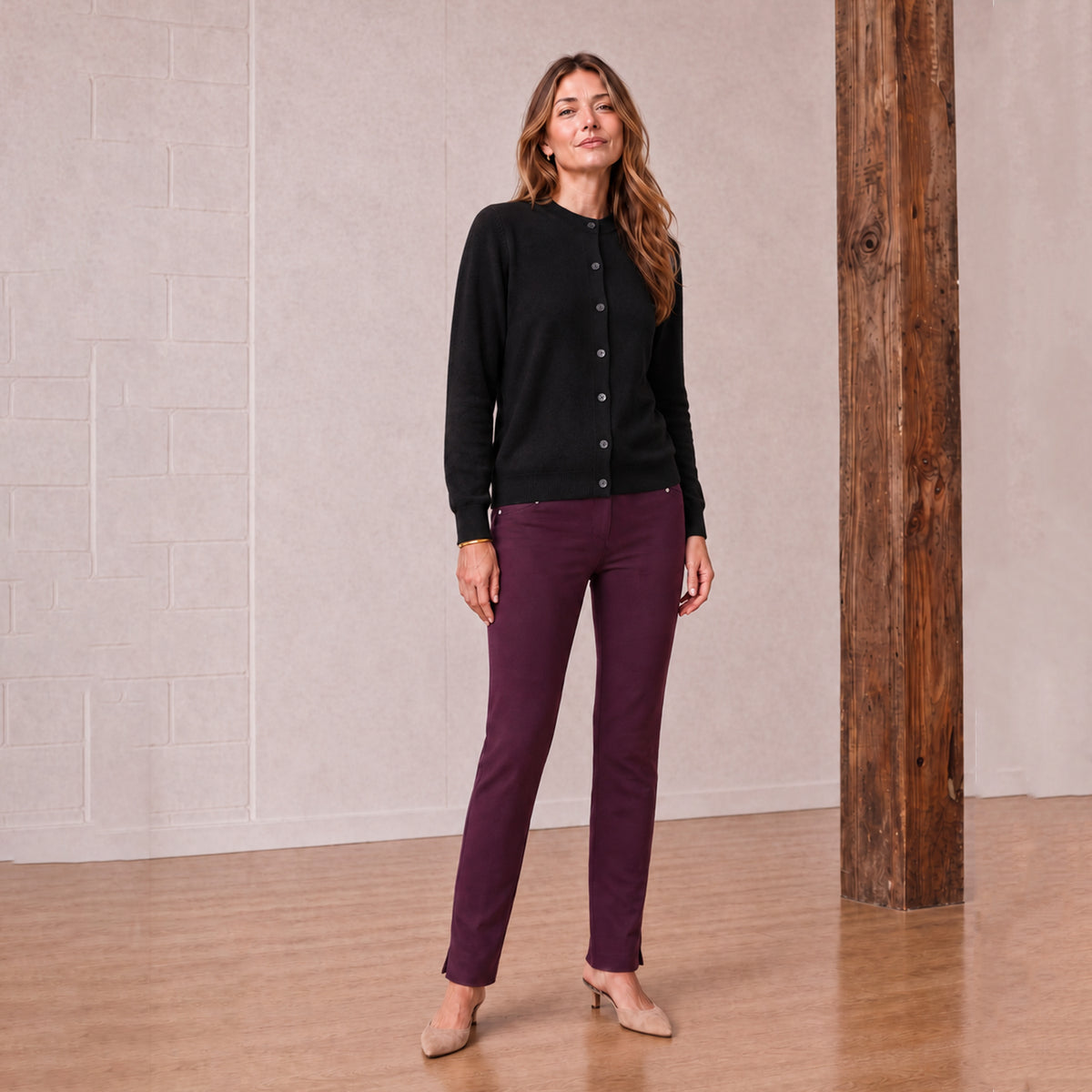 Emreco Classic Round Neck Button Through Cardigan (Size XL, 20-22) - Black 8523242 0