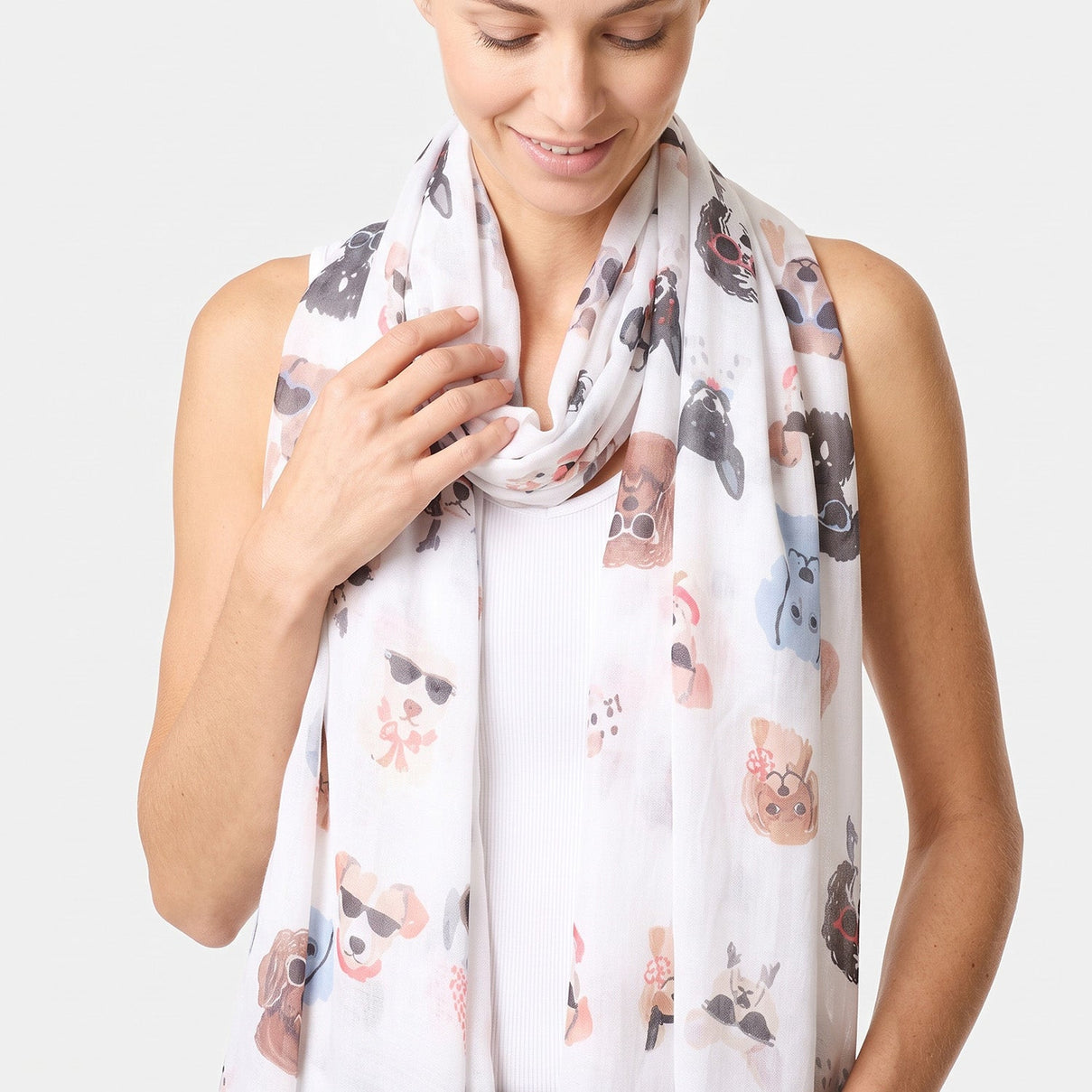 Misumi Sunglasses And Dog Print Scarf (Size 190 X 74 Cm) - White V32363702 0