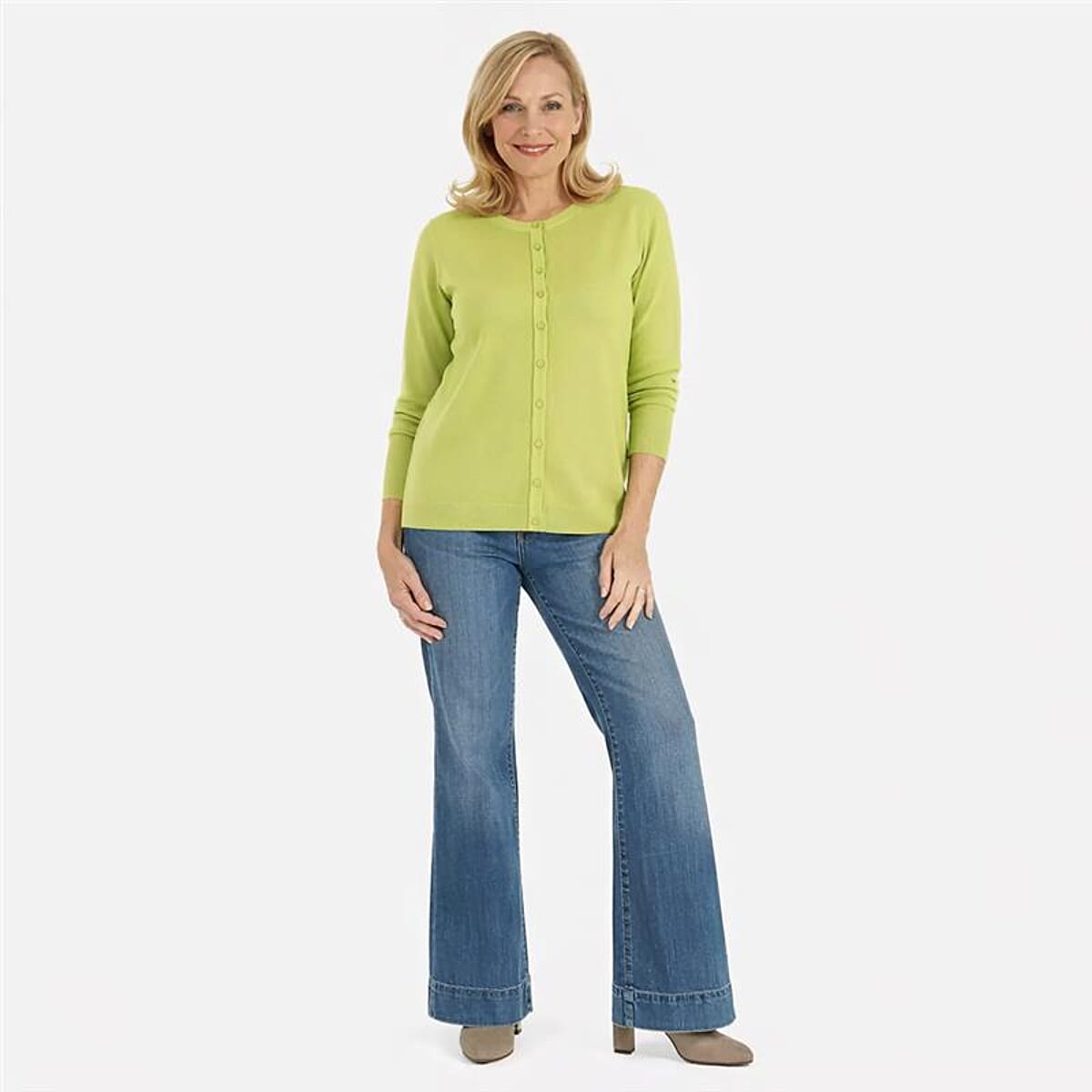 Pure And Natural Crew Neck Knitted Cardigans (Size 10) - Lime V32602137 0